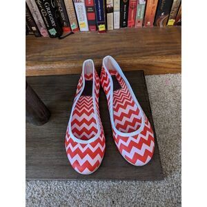 MISSONI chevron orange and white art in Africa ballet Flatts sz 38 euc